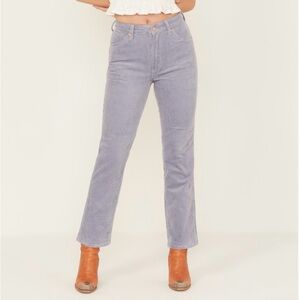 Wrangler Wild West High Rise Slim Straight Cropped Corduroy Pants Women 35 Lilac